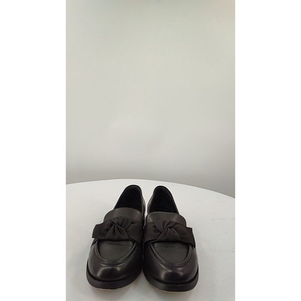 Quince Italian Leather Bow Penny Loafer Black Shoes 8 - Picture 2 of 4
